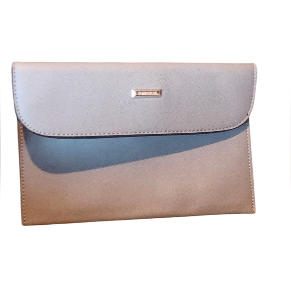 Elim & Paul Gray Leather Wristlet Clutch with Silver Hardware (No Gray Strap)